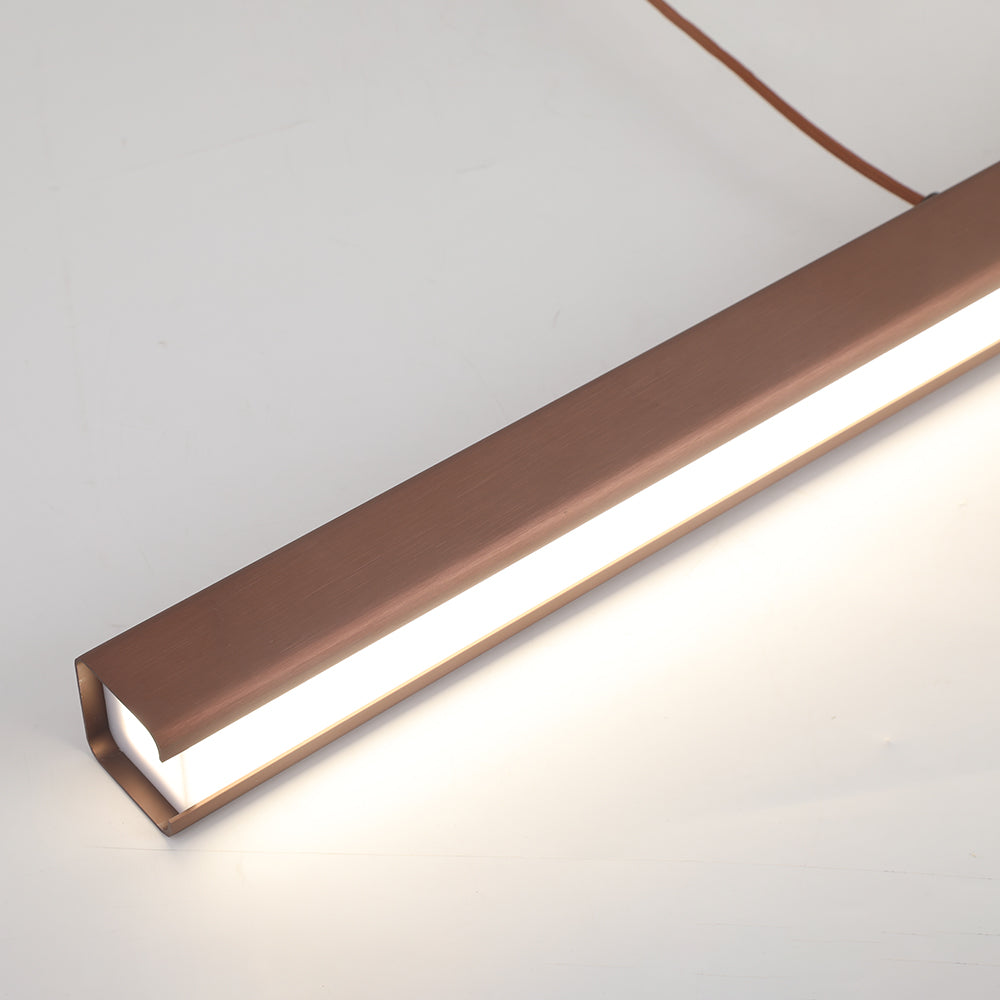 Nowoczesna liniowa lampa wisząca LED Thala z metalu, czarna/brązowa 21