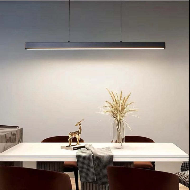 Nowoczesna liniowa lampa wisząca LED Thala z metalu, czarna/brązowa 3