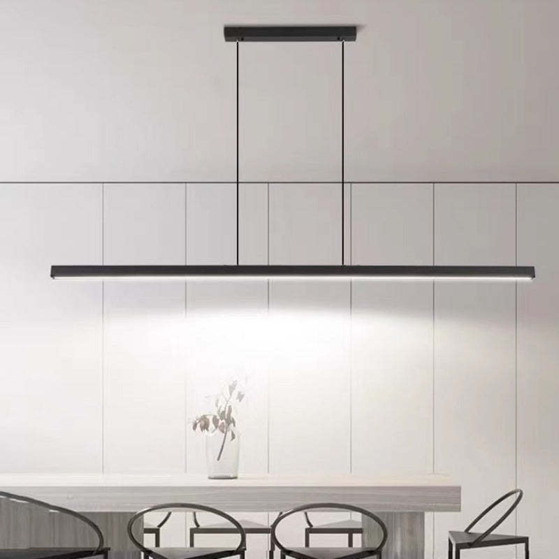 Nowoczesna liniowa lampa wisząca LED Thala z metalu, czarna/brązowa 5