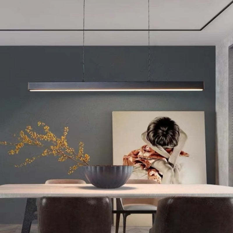 Nowoczesna liniowa lampa wisząca LED Thala z metalu, czarna/brązowa 6