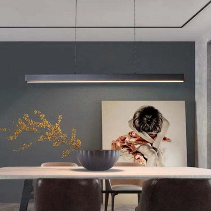 Nowoczesna liniowa lampa wisząca LED Thala z metalu, czarna/brązowa 6