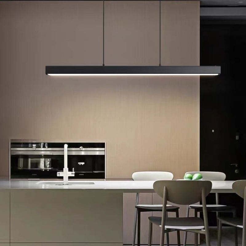 Nowoczesna liniowa lampa wisząca LED Thala z metalu, czarna/brązowa 8