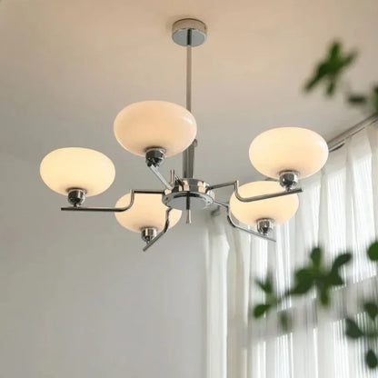Nowoczesny Żyrandol z Kloszami z Opalowego Szkła – Elegancka Lampa Sufitowa