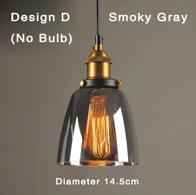 Industrialna lampa wisząca ze szkłem – Klosz z dymionego szkła