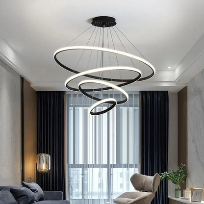 Designerska lampa wisząca LED żyrandol – nowoczesna forma pierścieni 3D