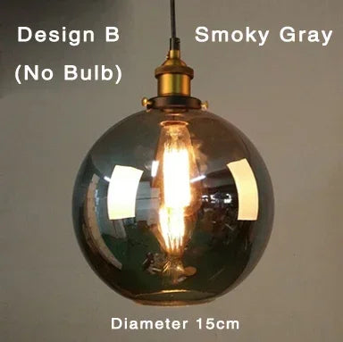 Industrialna lampa wisząca ze szkłem – Klosz z dymionego szkła