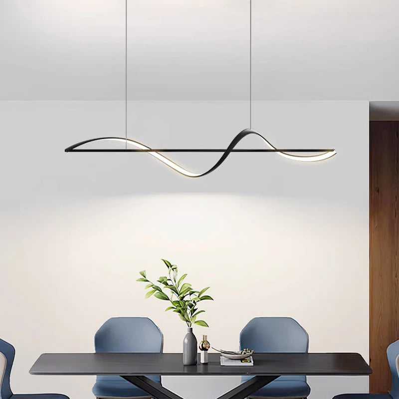 Lampa wisząca „Fala” – nowoczesna lampa LED nad stół lub wyspę kuchenną