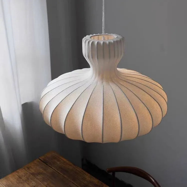 Designerska Lampa Wisząca w Stylu Lampionu z Tekstylnym Kloszem