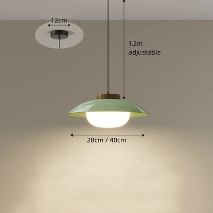 Nowoczesna Szklana Lampa Wisząca – Minimalistyczny Design z Drewnianym Akcentem
