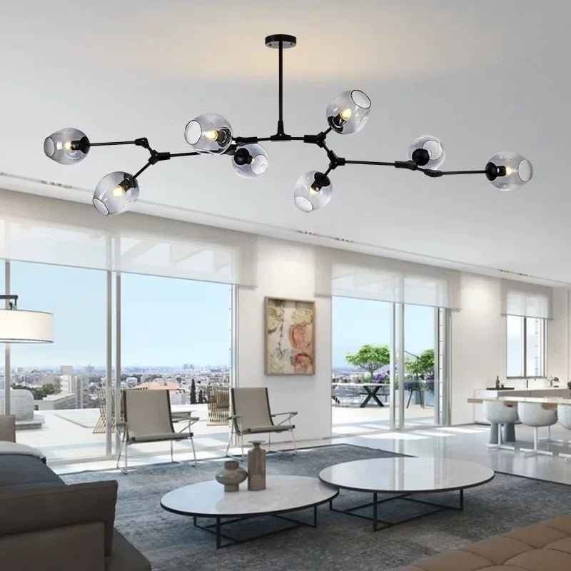 Designerski żyrandol molekularny 8-ramienny – nowoczesna lampa sufitowa LED