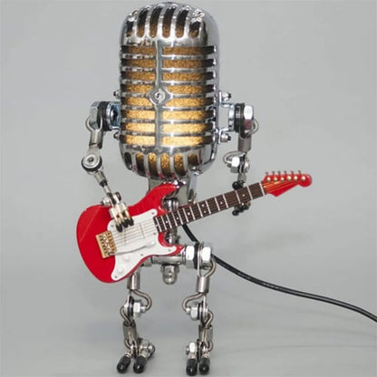 Lampa retro mikrofon z gitarą – dekoracyjna lampka LED w stylu robota muzyka