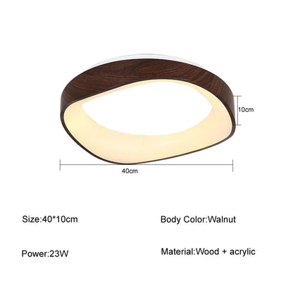 Skandynawska lampa sufitowa LED – Nowoczesna lampa natynkowa z efektem drewna