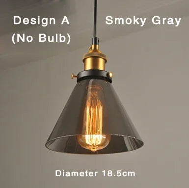 Industrialna lampa wisząca ze szkłem – Klosz z dymionego szkła