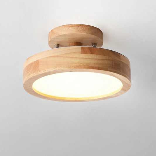 Nowoczesna lampa sufitowa LED wykonana z drewna