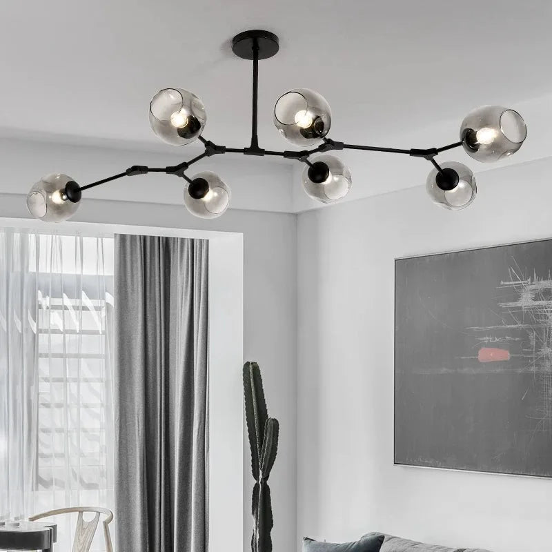 Designerski żyrandol molekularny 8-ramienny – nowoczesna lampa sufitowa LED