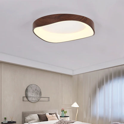 Skandynawska lampa sufitowa LED – Nowoczesna lampa natynkowa z efektem drewna