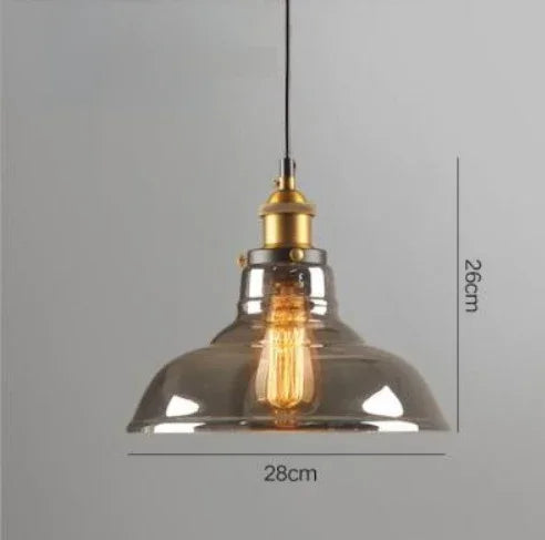Industrialna lampa wisząca ze szkłem – Klosz z dymionego szkła