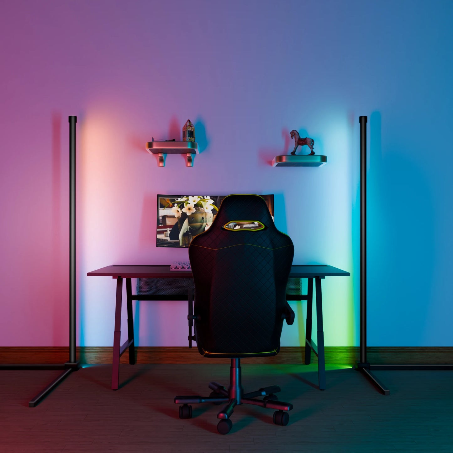 Lampa podłogowa LED RGB narożnikowa z regulowanymi kolorami i inteligentnymi trybami oświetlenia