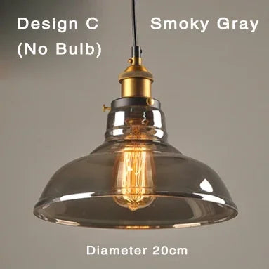 Industrialna lampa wisząca ze szkłem – Klosz z dymionego szkła