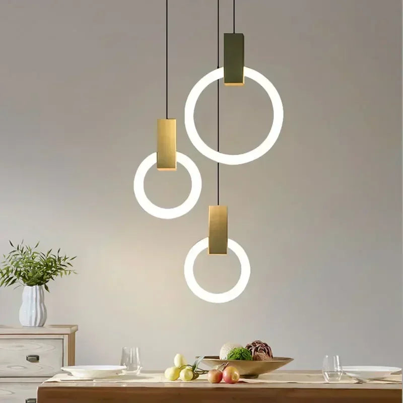 Nowoczesna lampa wisząca LED złoty pierścień