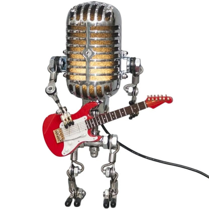 Lampa retro mikrofon z gitarą – dekoracyjna lampka LED w stylu robota muzyka