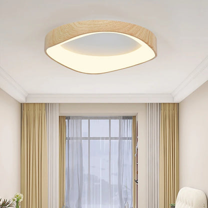 Skandynawska lampa sufitowa LED – Nowoczesna lampa natynkowa z efektem drewna