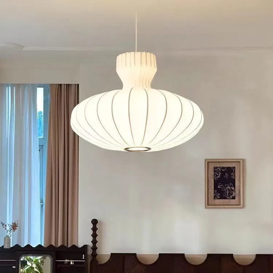 Designerska Lampa Wisząca w Stylu Lampionu z Tekstylnym Kloszem