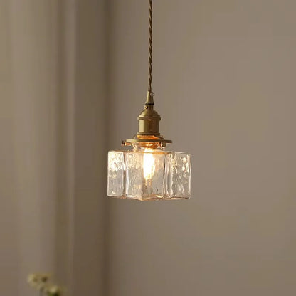 Vintage lampy wiszące szklane z mosiężnym wykończeniem