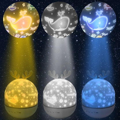 Projektor nocny LED z pilotem i muzyką – lampka dziecięca z gwiazdkami i timerem