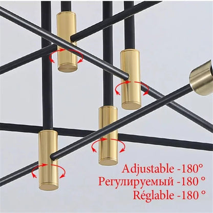 Industrialna lampa sufitowa żyrandol z okrągłymi lampami