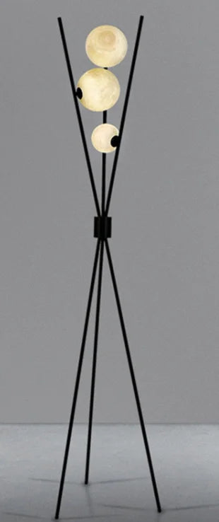 Designerska Lampa Stojąca LED z Kloszami w Kształcie Księżyca – Lampa Stołowa i Podłogowa na Trójnogu