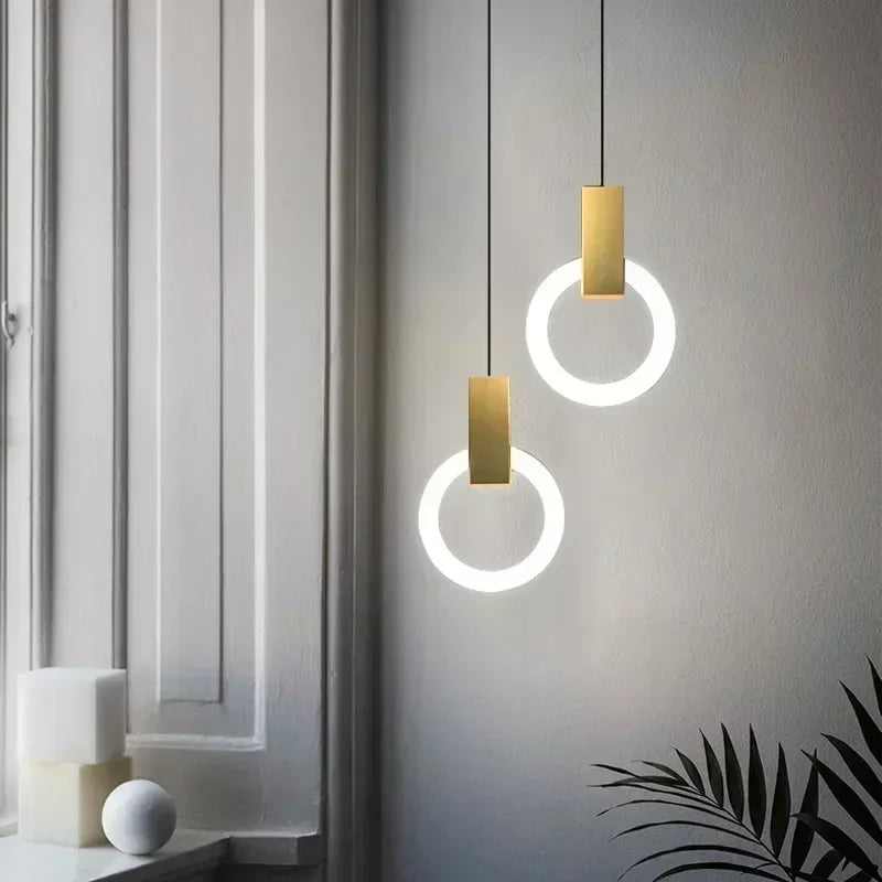 Nowoczesna lampa wisząca LED złoty pierścień