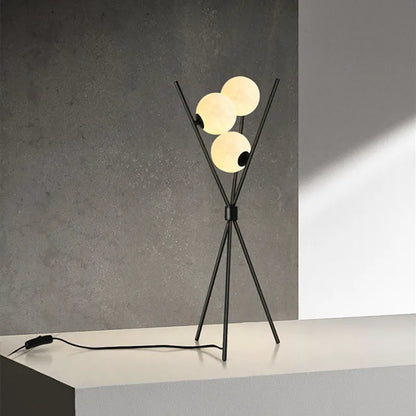 Designerska Lampa Stojąca LED z Kloszami w Kształcie Księżyca – Lampa Stołowa i Podłogowa na Trójnogu