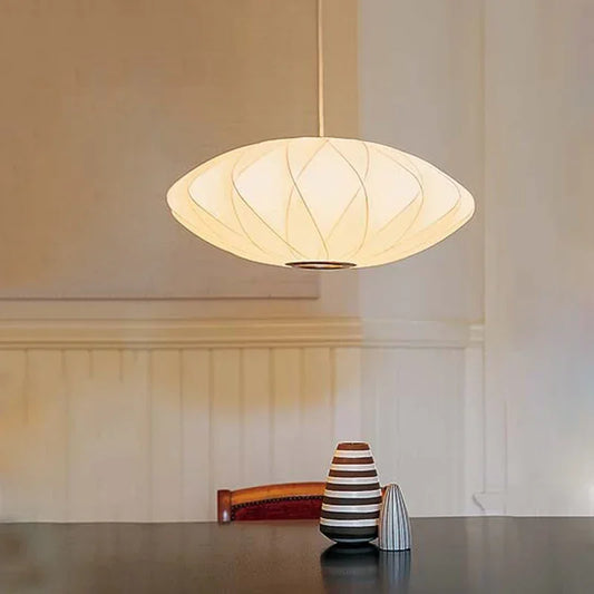 Nowoczesna Lampa Wisząca z Tkaninowym Kloszem