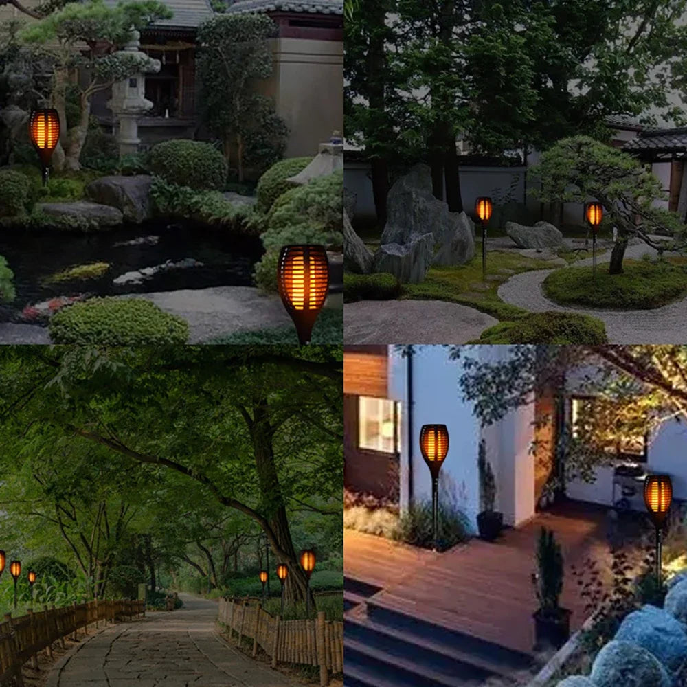 Solarny pochodnik ogrodowy LED – dekoracyjna lampa z efektem płomienia, do użytku zewnętrznego