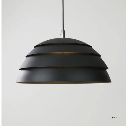 Nowoczesna lampa wisząca czarna metalowa „Warstwowa Kopuła” – styl industrialny loft LED
