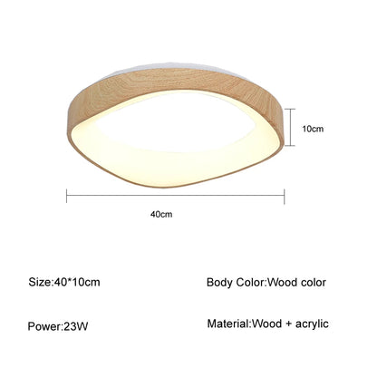 Skandynawska lampa sufitowa LED – Nowoczesna lampa natynkowa z efektem drewna