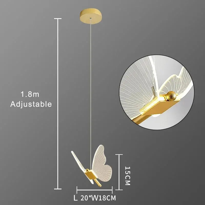 Lampa wisząca LED w kształcie motyla – designerskie oświetlenie do sypialni i salonu