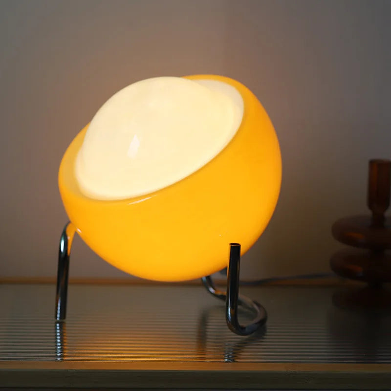 Designerska lampa stołowa w kształcie półkuli Bauhaus – retro LED na metalowym stojaku