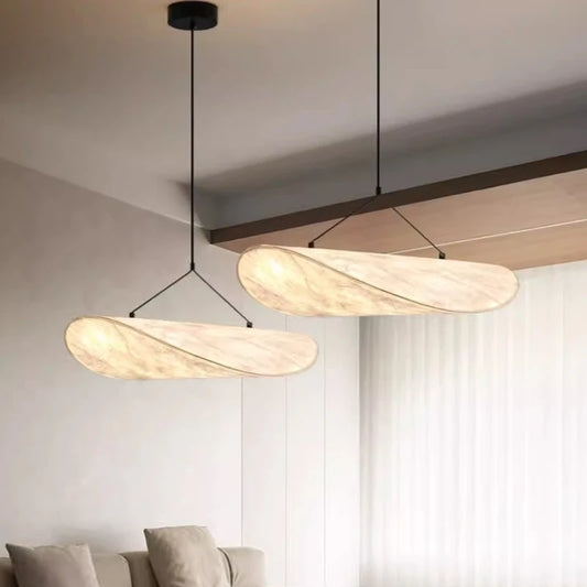 Designerska lampa wisząca Japandi w formie podłużnego panelu – nowoczesna elegancja