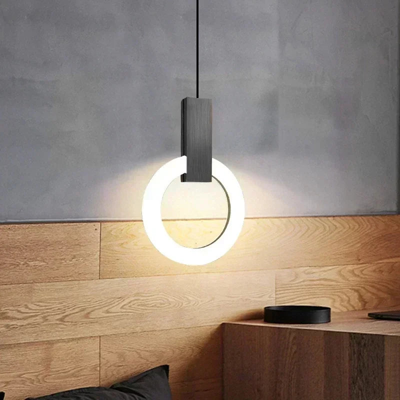 Nowoczesna lampa wisząca LED złoty pierścień