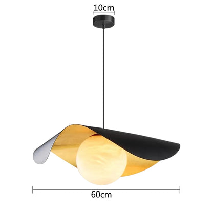 Designerska Lampa Wisząca z Kloszem w Kształcie Kuli i Falującą Osłoną