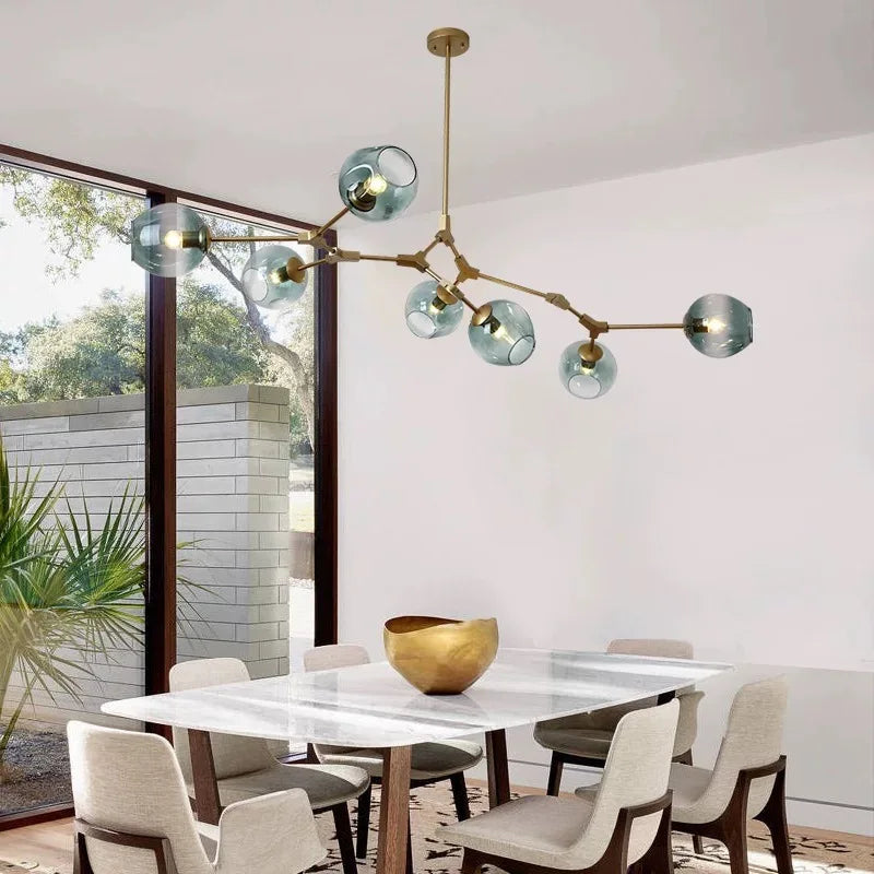 Designerski żyrandol molekularny 8-ramienny – nowoczesna lampa sufitowa LED