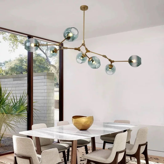 Designerski żyrandol molekularny 8-ramienny – nowoczesna lampa sufitowa LED