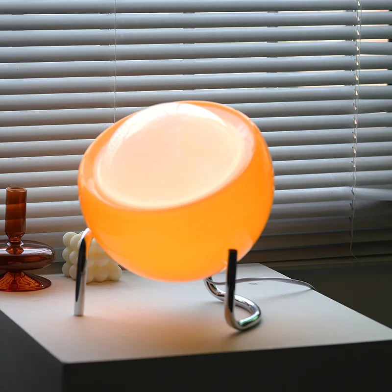 Designerska lampa stołowa w kształcie półkuli Bauhaus – retro LED na metalowym stojaku