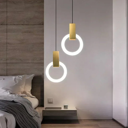 Nowoczesna lampa wisząca LED złoty pierścień