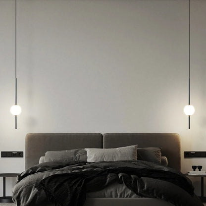 Nowoczesna złota lampa wisząca z kloszem kulistym | Minimalistyczna lampa sufitowa LED