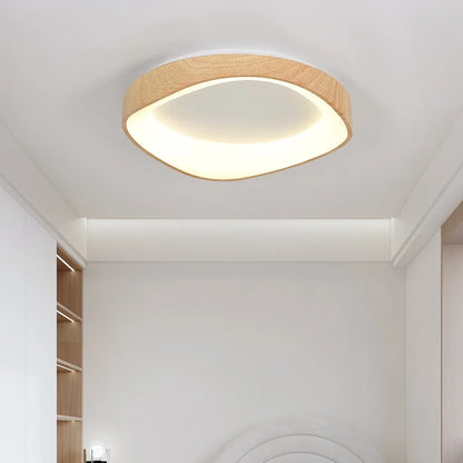 Skandynawska lampa sufitowa LED – Nowoczesna lampa natynkowa z efektem drewna