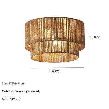 Lampa sufitowa boho z naturalnym sznurkiem