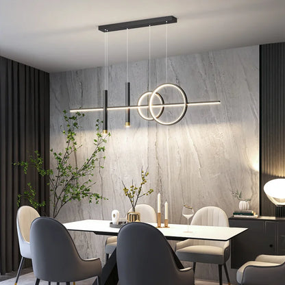 Nowoczesna lampa wisząca LED – geometryczny design, oświetlenie sufitowe do salonu i jadalni